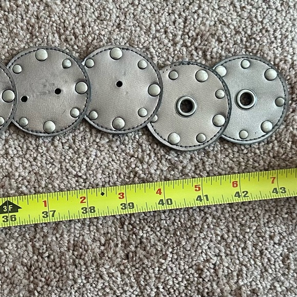 Black Boho Medallion Disc Silver Round Buckle Statement - Picture 10 of 10